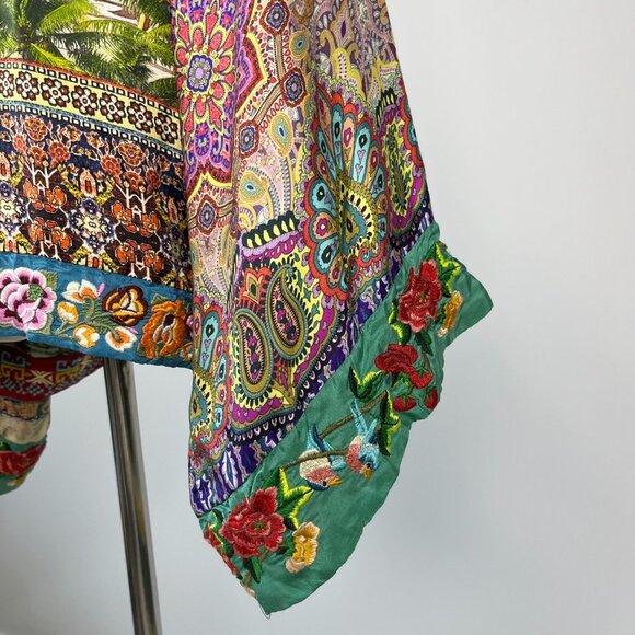 $650 NWOT Johnny Was Reversible Embroidered Silk Kimono Jacket Multi Size M - Picture 12 of 16